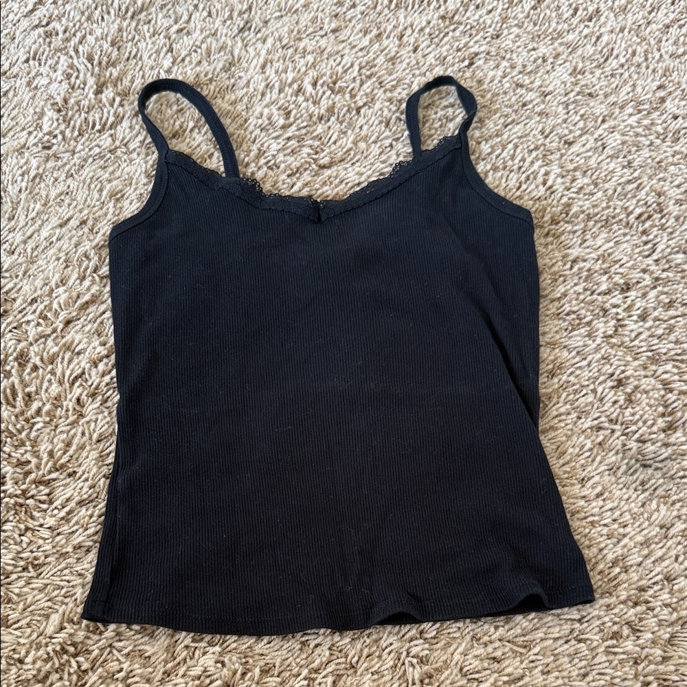 Active USA Black Camisole with Lace Detail